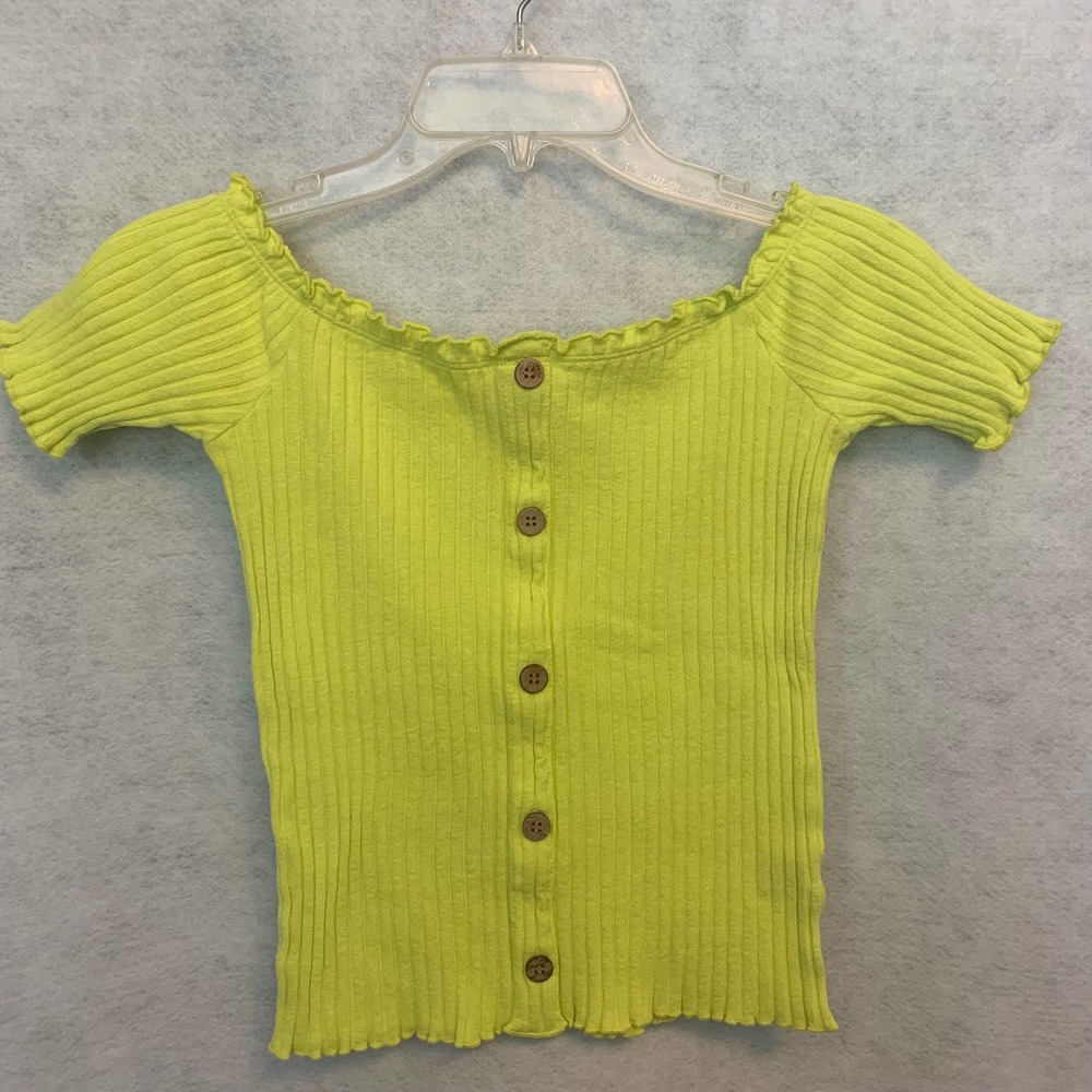 Orange Kiss Chartreuse Green Crop Top Juniors‎ Size L